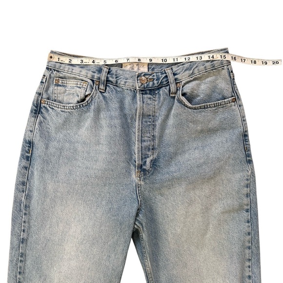 We The Free High Waist Hidden Button Fly Distressed Denim Straight Leg Jeans 31 - Picture 10 of 14